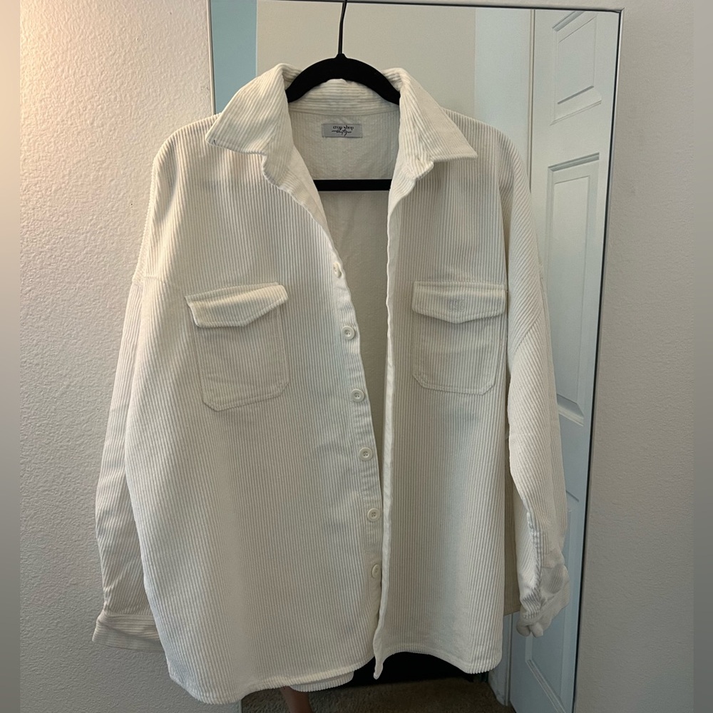 Cream Oversized Corduroy Jacket